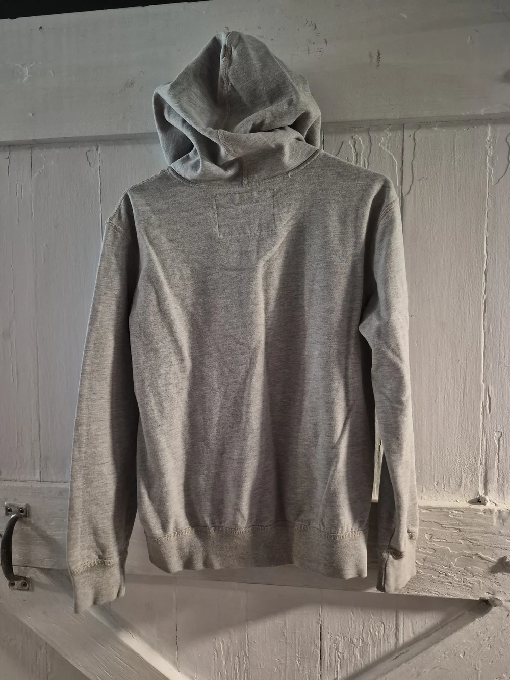 American Eagle Mens Small Gray Varsity Spell Out Pullover Fleece Hoodie 5074